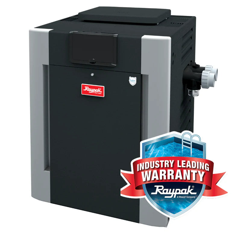 Raypak | 017399 | ASME Natural Gas Pool Heater | Elevation 0-1999 |  – 206K BTU, Digital, Nickel Heat Exchanger, Cast Headers