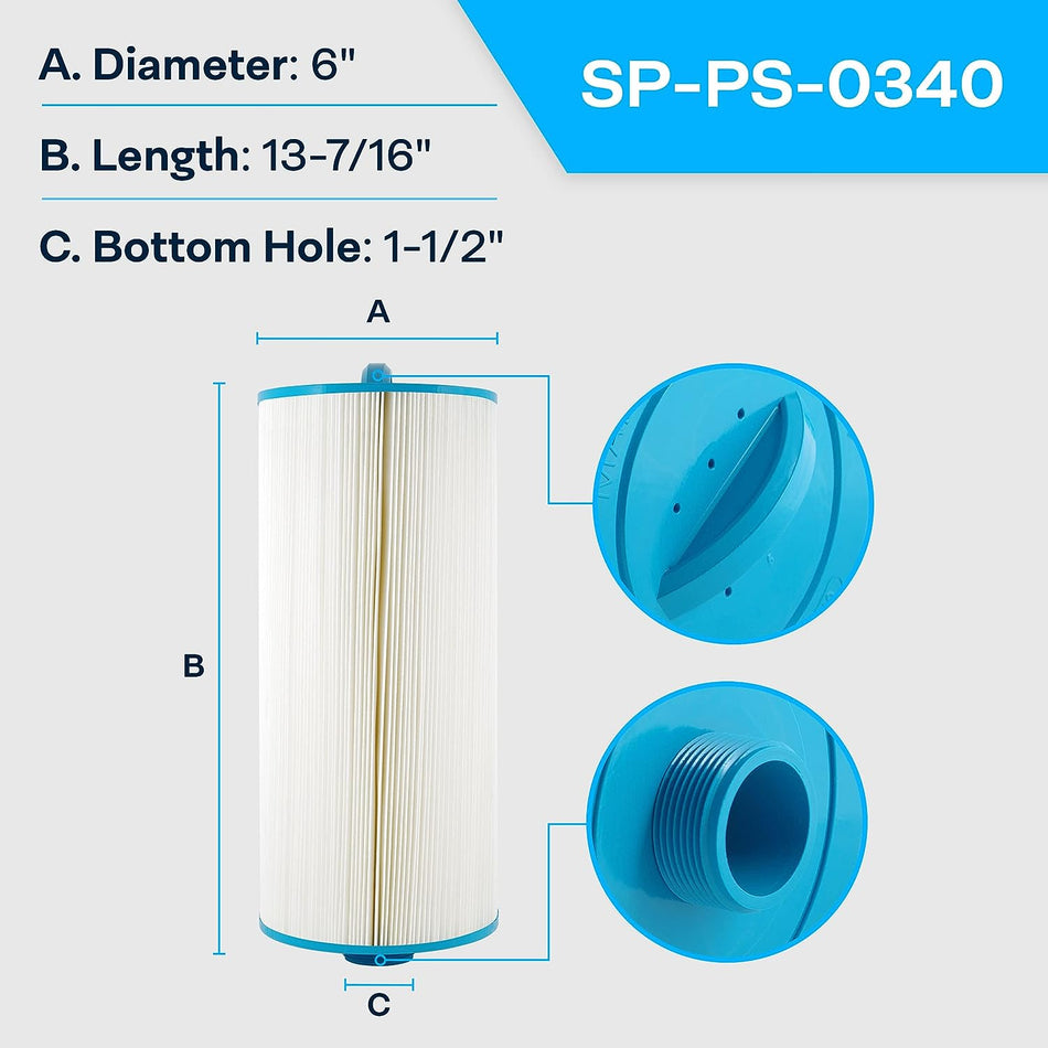 Unicel | 6CH-50 | Cartridge Filter – 50 Sq. Ft., 13-5/16" Length, 1-1/2" MPT Threaded Fitting